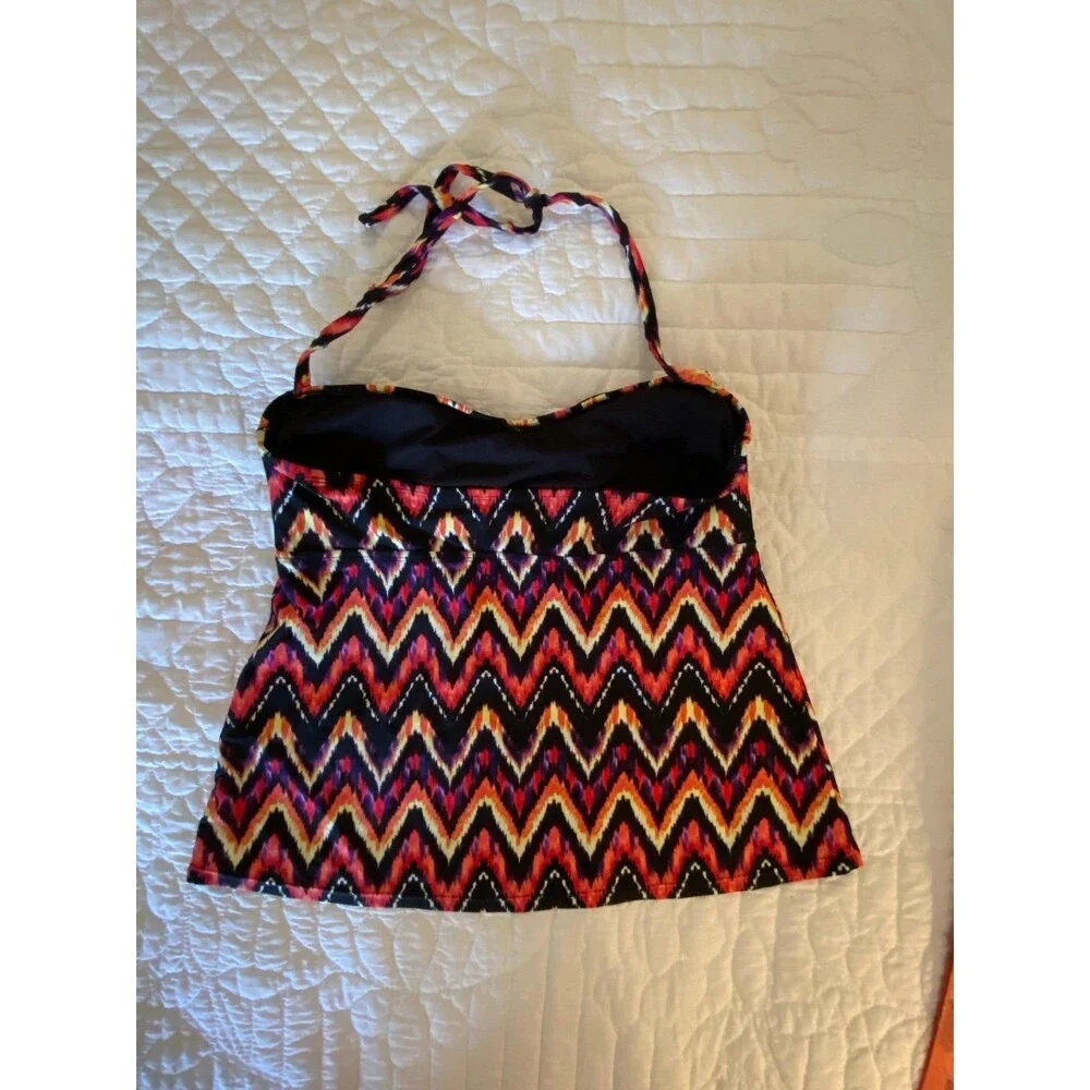 Catalina Womens Halter Swimsuit  Top Size Large Aztec Design Pool Vacation Cruis